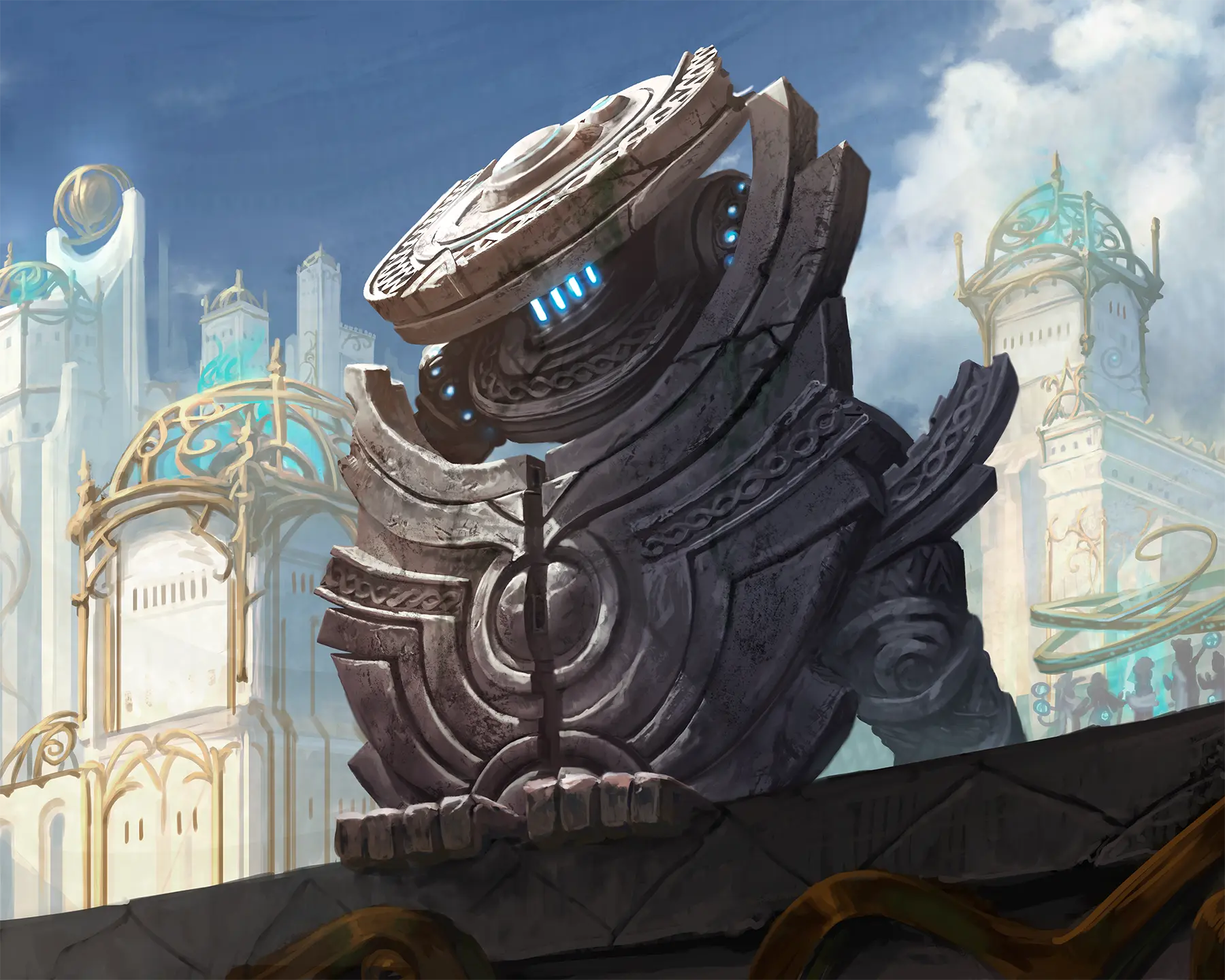 Official Malediction illustration of the monumental Gateway Guardian