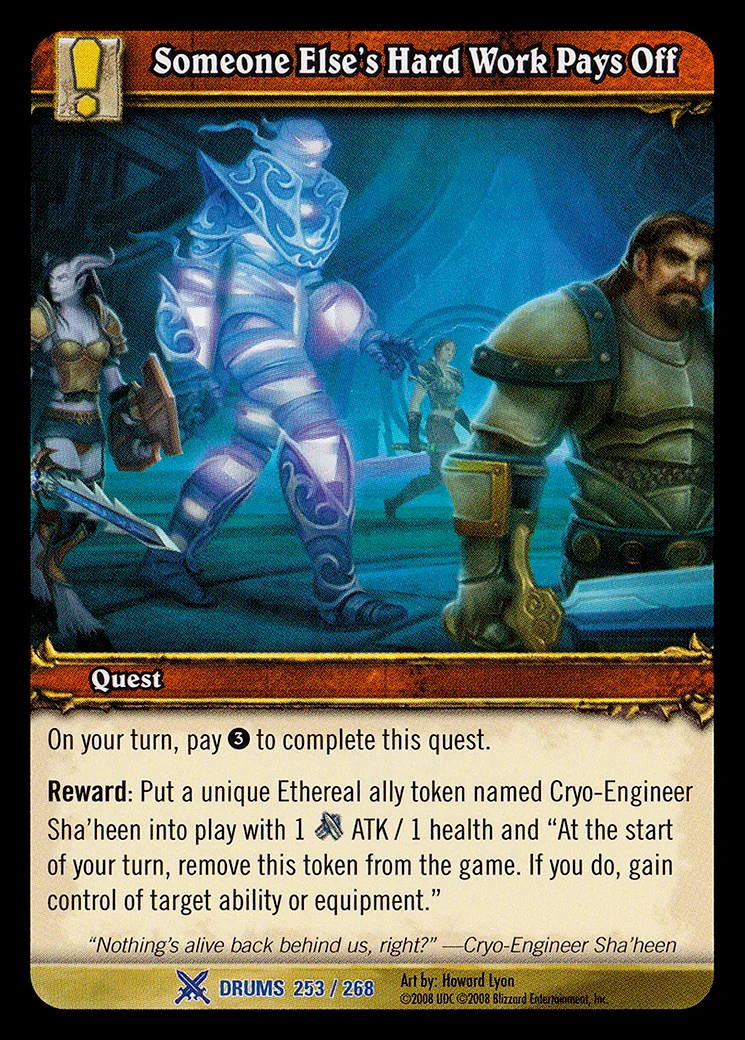 Card scan: Someone Else's Hard Work Pays Off