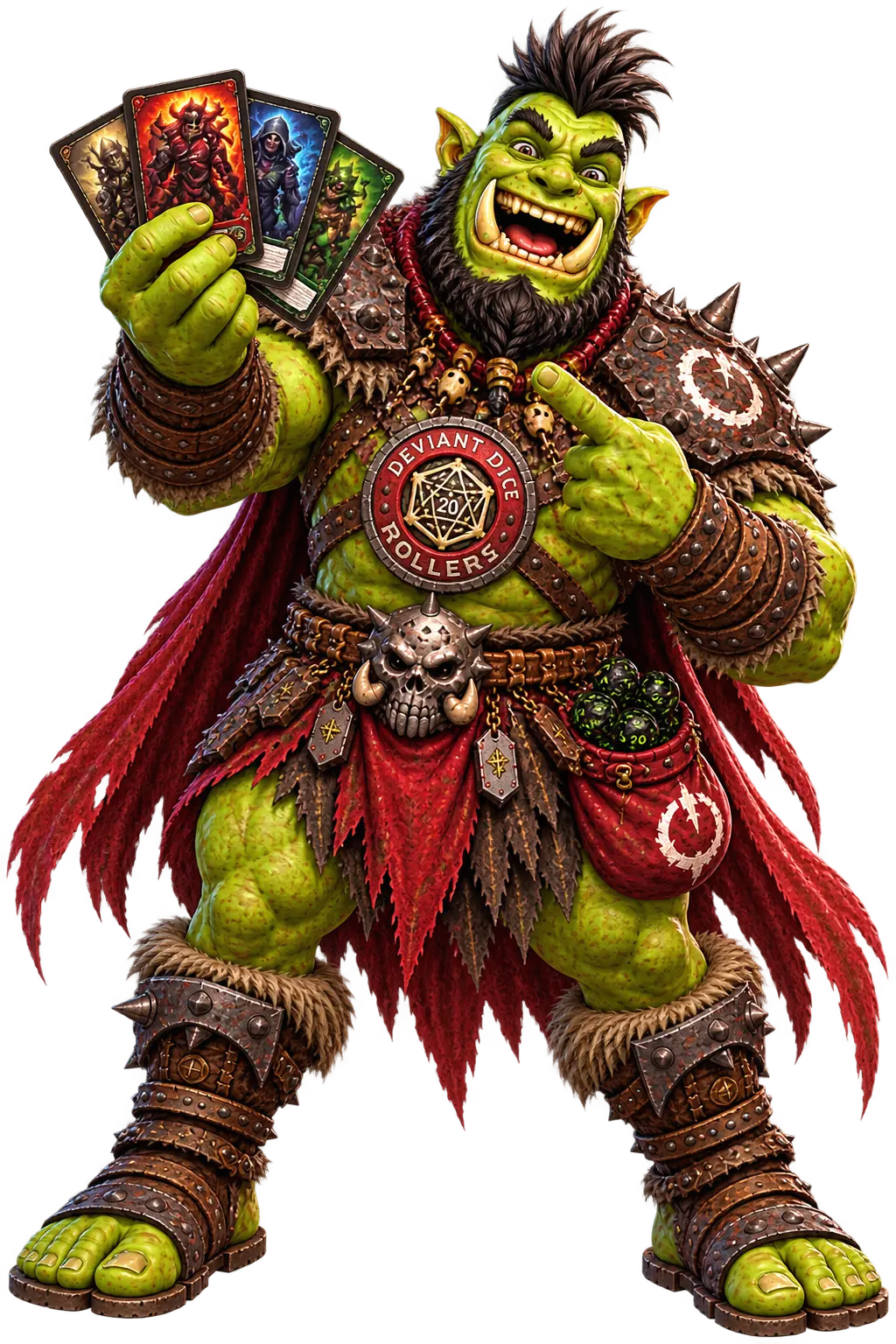 Grokk fanning out a hand of Malediction cards and pointing at them